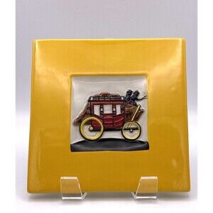 2005 Wells Fargo & Co Stagecoach Logo Promo Bright Yellow Ceramic Tile